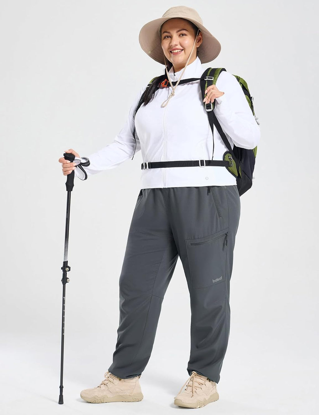 baleaf Plus Size Pants for Women Hiking Cargo Water Resistant UPF 50+ Cargo Joggers Zipper Pockets