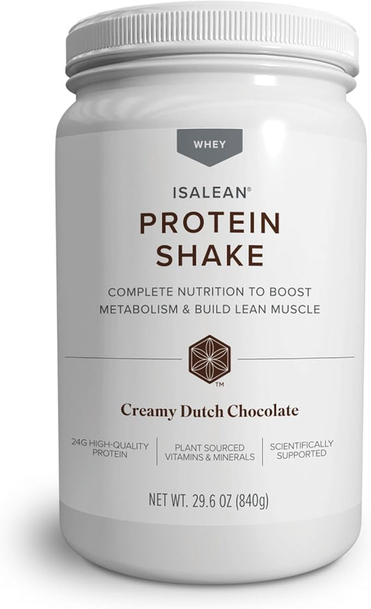 IsaLean Protein Shake Complete Superfood Meal Replacement Shake for Maintaining Healthy Weight and Lean Muscle Growth with 24 Vitamins and Minerals-29.6 oz - 14 Meal Canister Creamy Dutch Chocolate-FlexoryFit