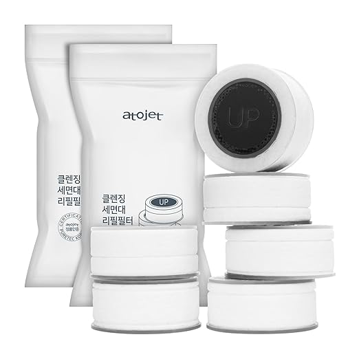 Cleansing Washbasin Faucet Replacement Filter Inspired By Korea's Beauty Culture - Pure Carbon Filters for Bathroom & Kitchen Water (6 Filters) – Compatible with Atojet AJ8310 (AJ8310-FLT-6PC)