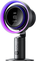 Jisulife Table Fan Pro3, 3-IN-1 Turbo Oscillating Fan with Air Purifier and RGB Light, H11 HEPA Filter, 100-Speed Adjustable, 10000mAh Rechargeable Battery, Powerful Airflow for Desktop/Office/Bedroom