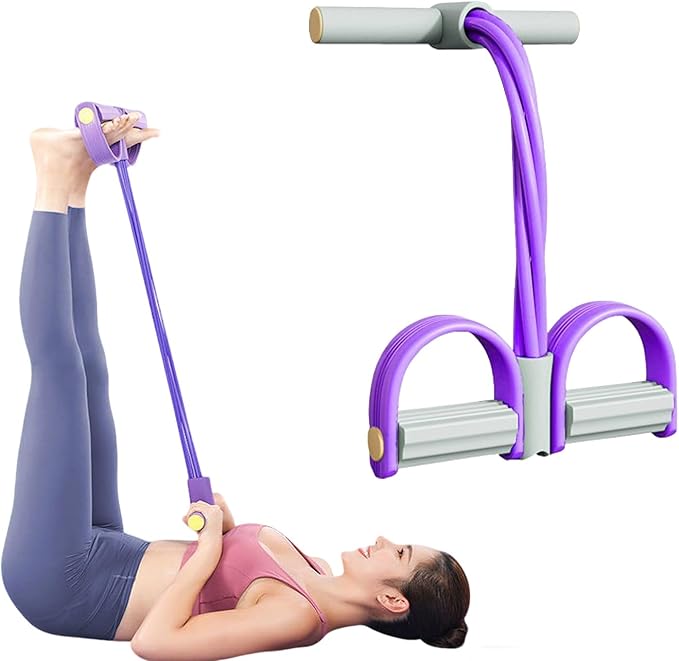 2025 Upgrade Multifunction Tension Rope or Exercise Sit Up Exercise Equipment,Pedal Ankle Puller,Bands-6 Tube Pedal Ankle Puller for Women Men-FlexoryFit