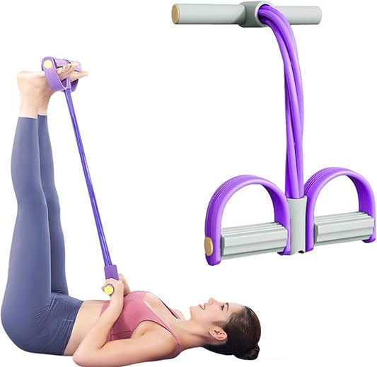 2025 Upgrade Multifunction Tension Rope or Exercise Sit Up Exercise Equipment,Pedal Ankle Puller,Bands-6 Tube Pedal Ankle Puller for Women Men-FlexoryFit