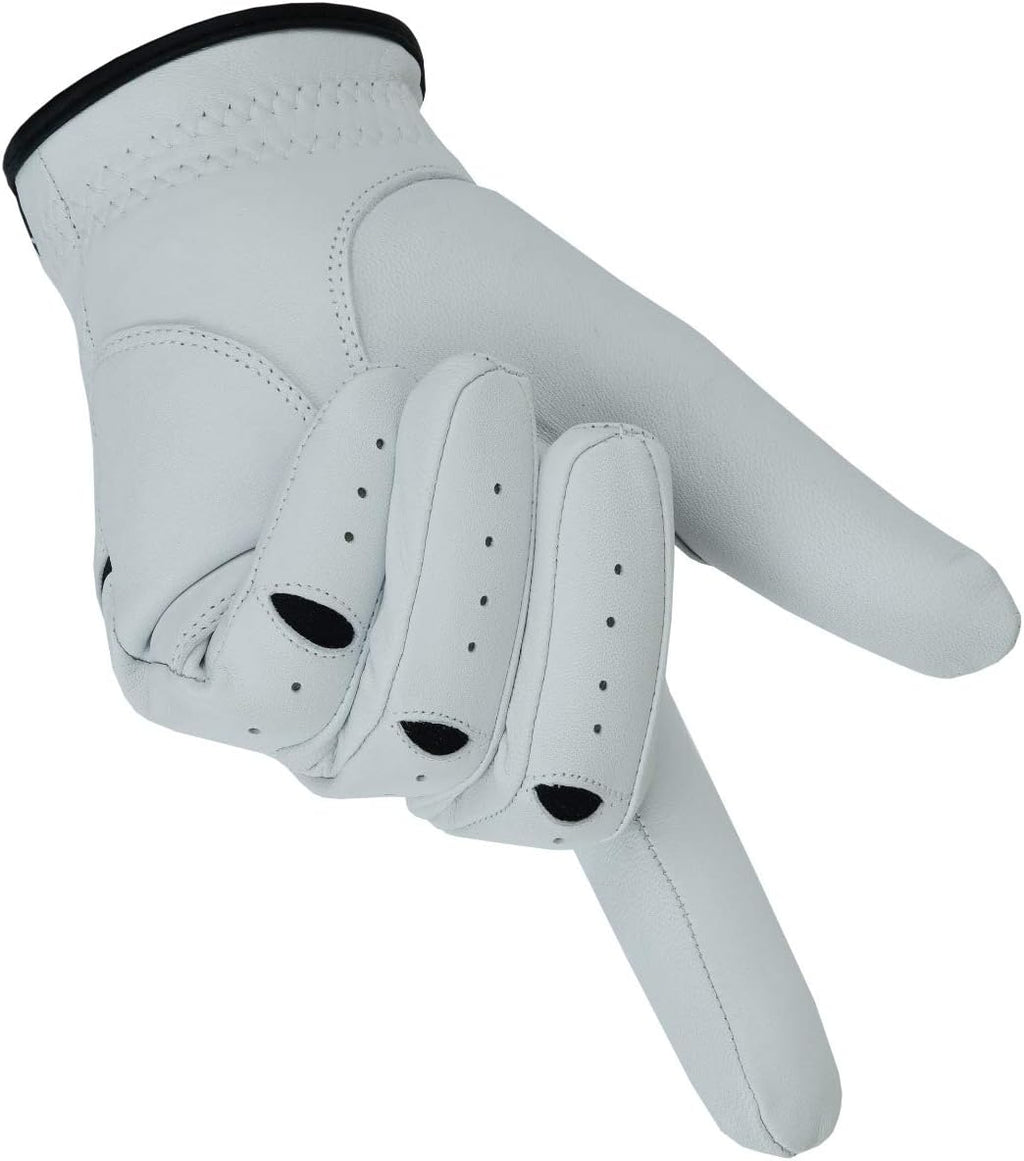 Apical Premium Leather Golf Glove Stable Grip Mens Golf Gloves Durable Value Pack (Pack of 3) Genuine Cabretta Leather Golf Gloves Men Left Hand (Regular Sizes)