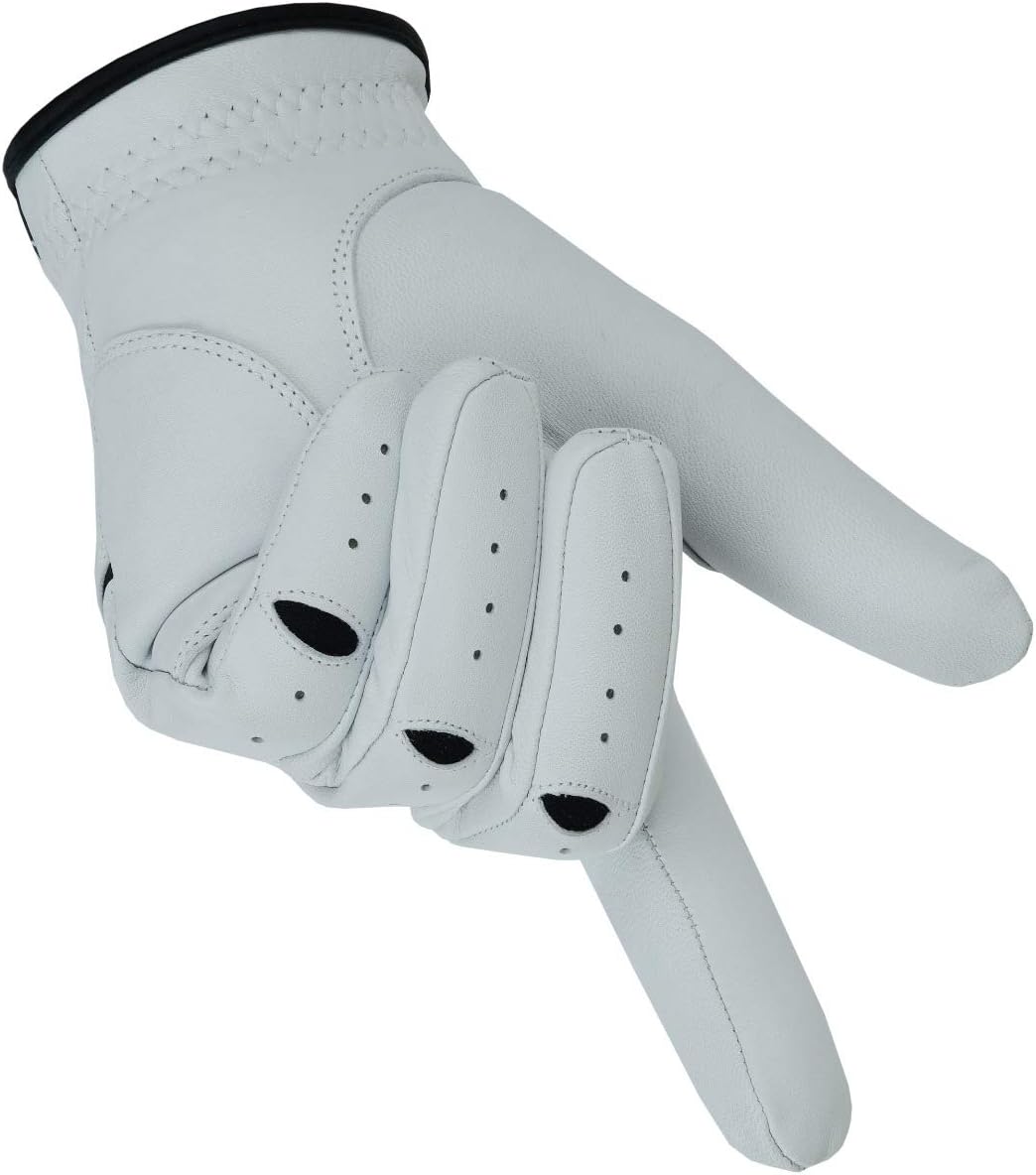 Apical Premium Leather Golf Glove Stable Grip Mens Golf Gloves Durable Value Pack (Pack of 3) Genuine Cabretta Leather Golf Gloves Men Left Hand (Regular Sizes)