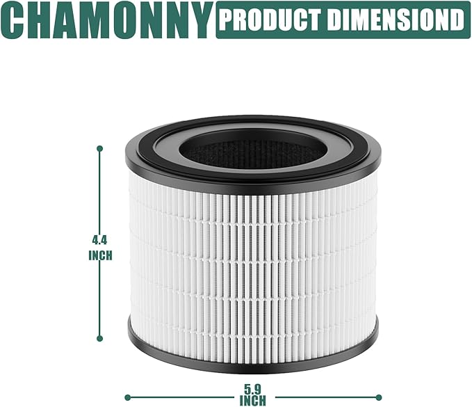 AP-S0610L Filter Replacement, 3-in-1 H13 True HEPA & Activated Carbon Filter, Compatible with MOO-KA AP-S0610L Air Purifier, 2 Pack