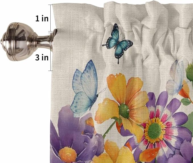 Spring Flowers Kitchen Curtains 45 Inches length, Farmhouse Vintage Country - Image 6