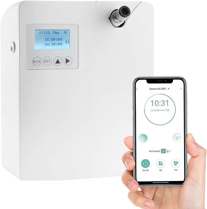 Smart Scent Air Machine for Home - Waterless Essential Oil Diffuser with Cold Air Diffusion Technology, HVAC Scent Diffuser 300ml for Large Room, Professional Atomizing Cover Up to 2,000 Sq.Ft.