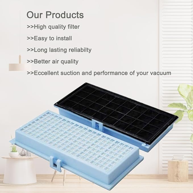EZ SPARES 2Pcs Replacement for Miele Sf-ah30 S7000 Hepa Replacement Filter for Miele S624 S658 Canister, S7210 S7260 S7280 S7580 S768 Upright Vac Vacuum Cleaner