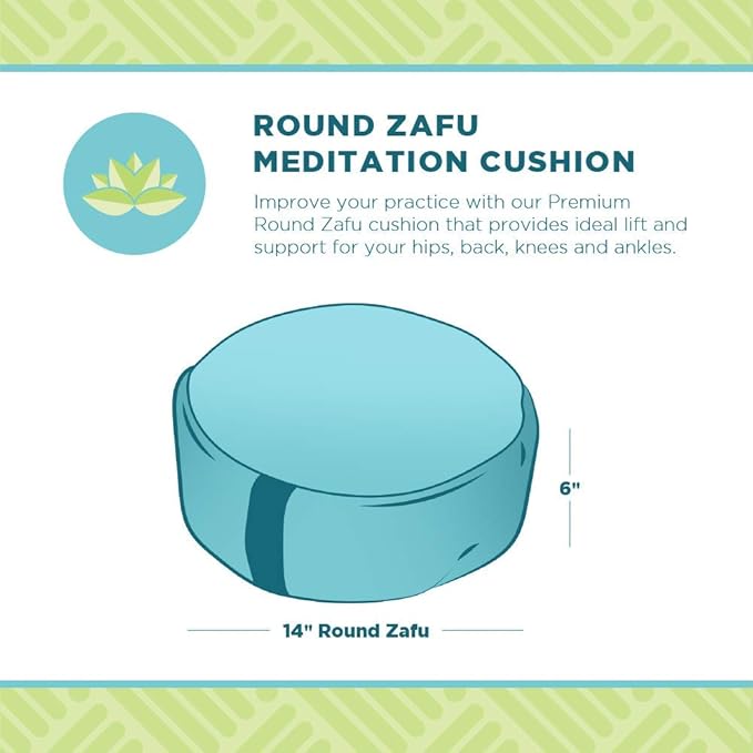Bean Products Zafu Meditation Pillows for Sitting on Floor, Yoga Cushion, Cotton/Buckwheat Fill Yoga Pillow, Zafu Meditation Cushion, Zen Kneeling Prayer Pad- Made in USA - 14" Round - Forest Green-FlexoryFit
