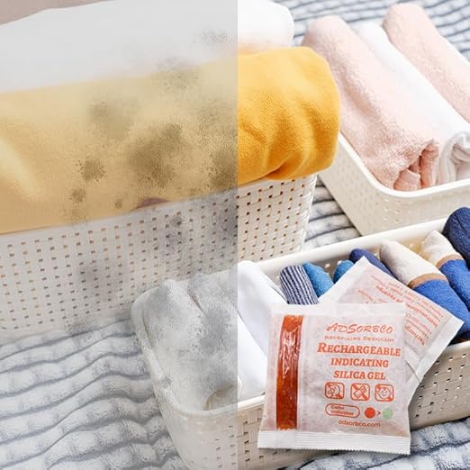Adsorbco Rechargeable Desiccant, Indicating Silica Gel Packets, Moisture Absorbers for Storage, Gun Safe Dehumidifiers (400, 1g)