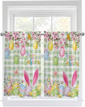 Happy Easter Kitchen Curtains 54 Inches Length, Spring Bunny Eggs Flower Sage by Unknown