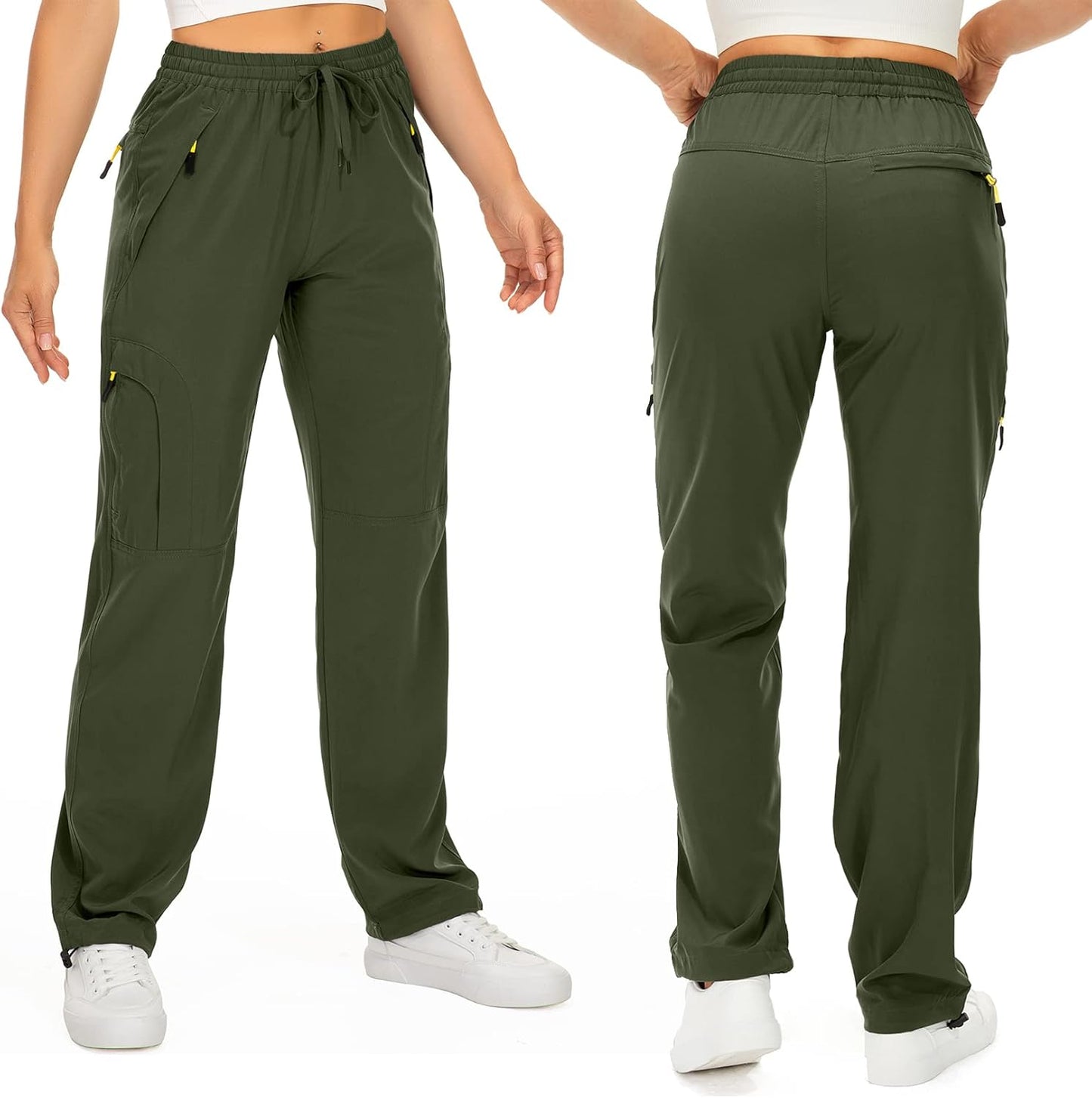 Womens Hiking Pants Quick Dry UPF 50 Lightweight Travel Golf Cargo Safari Pants Zipper Pockets