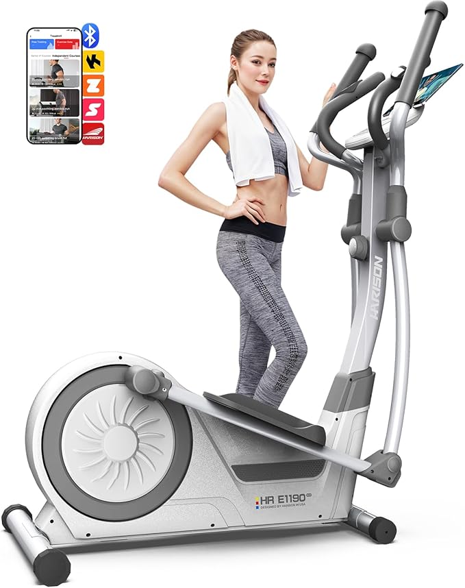 HARISON Elliptical Machine for Home 350 LBS Capacity, Magnetic Elliptical Exercise Machine with 16-Level Resistance Control, Elliptical Trainer with HARISON Bluetooth-FlexoryFit