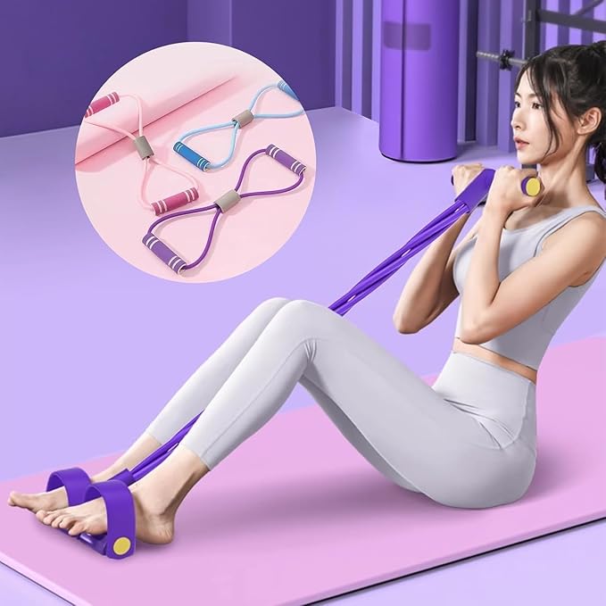 6 Tube Pedal Ankle Puller with 8 Shape Resistance Band, Fitness Resistance Bands for Women, Exercise Bands with Handles, Workout Bands for Abdomen, Waist, Leg, Hip-FlexoryFit