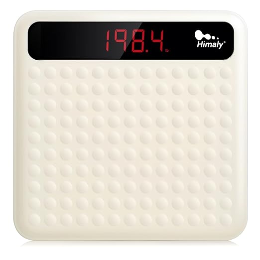 himaly Digital Body Weight Scale Bathroom Scale, Step-On Technology High Precision Measurements Scales with Large Non Slip Silicone Platform and LCD Digital Display, 400lbs/180kg Capacity, White-FlexoryFit