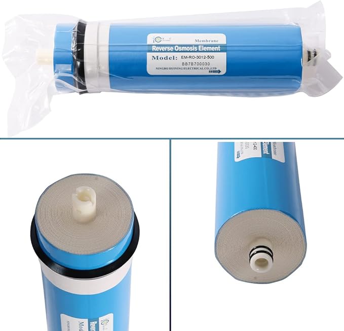 Huining 500GPD RO Membrane 3012-500 Residential Reverse Osmosis Membrane Water Filter Cartrige Replacement for Home Drinking Water Filtration System Household Under Sink Water Purifier