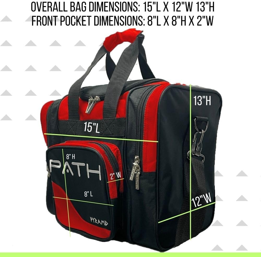 Pyramid Path Pro Deluxe Single Bowling Ball Tote - Holds One Ball, One Pair Shoes Up to Mens 15