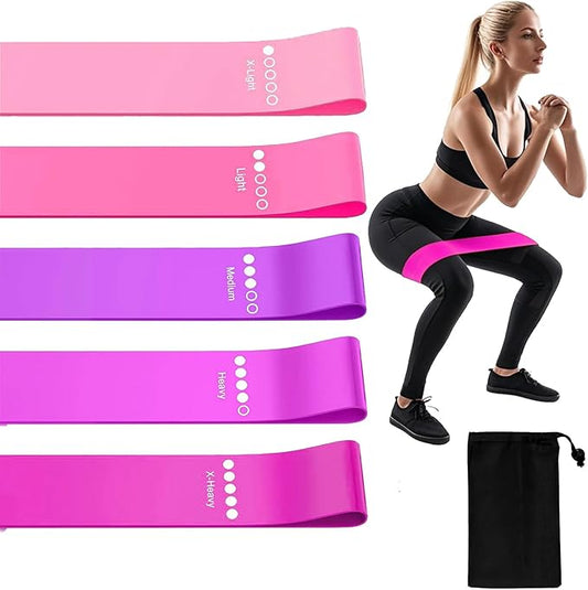 Resistance Bands Legs Hip Stretching Workout Elastic Rubber Loop with Exercise Fitness Guidance Men Women Yoga Pilates Gear Come with Carry Bag-FlexoryFit