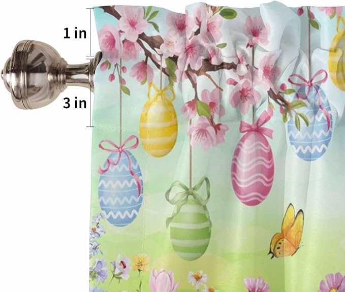 Easter Kitchen Curtains 54 Inches length, Spring Bunny Colorful Rabbit Eggs - Image 6