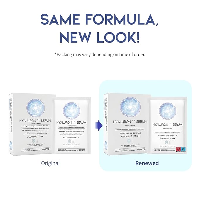 #OOTD Triple Hyaluron Hydrating Mask for Dry and Sensitive Skin, Anti Aging, Tightening and Moisturizing, Korean Vegan Beauty, Hyaluronic Acid, Caffeine, Vitamin C 10EA-FlexoryFit
