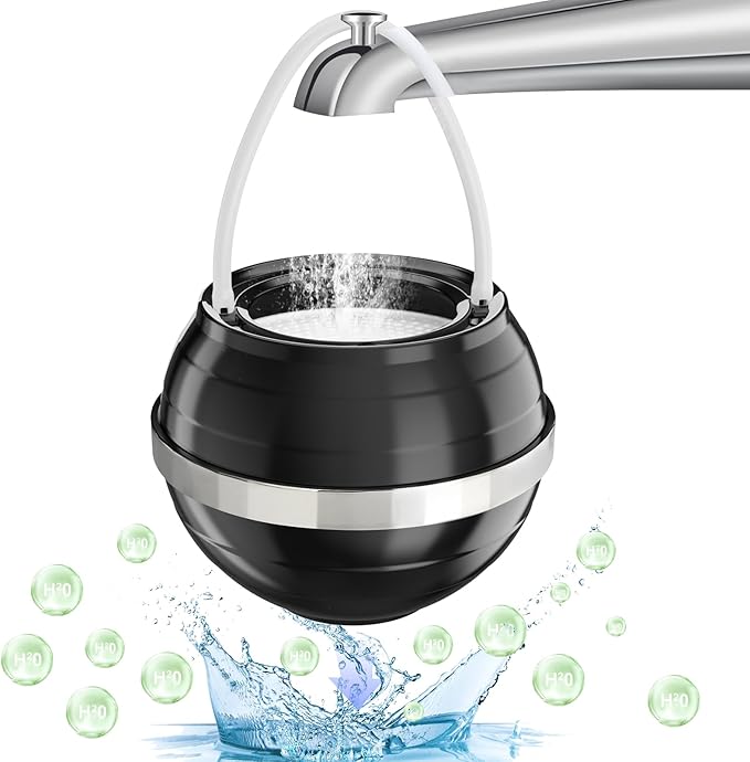 Bath Filter for Tub, 8 Stages Bathtub Water Filter Removes Hundreds of Contaminants for Softer, Smoother Skin 2500 Gallons of Filtration, BPA Free (Black)