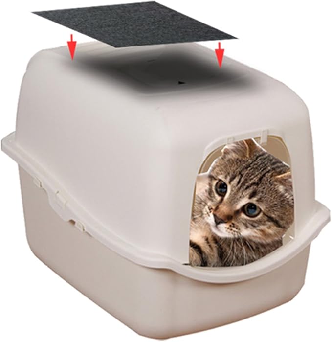 6 Pack Charcoal Cat Litter Box Replacment Filter Hooded Cat Litter Boxes and Pans Carbon Odor Filters, Black