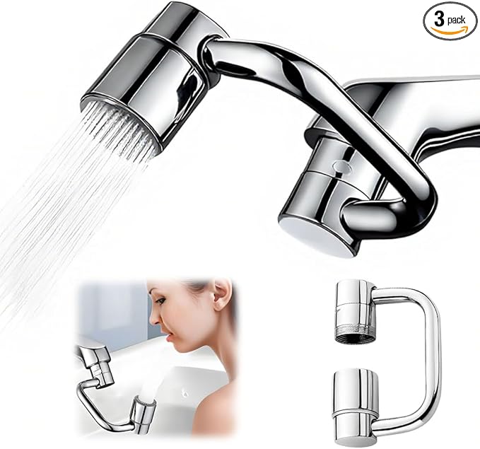 Faucet Extender, Universal Sink Faucet 1080° Rotatable Faucet Aerator Extension, 2 Mode Splash Water Filter, Swivel Robotic Arm Swivel Extension Aerator Kitchen Sink Faucet Extender (3)