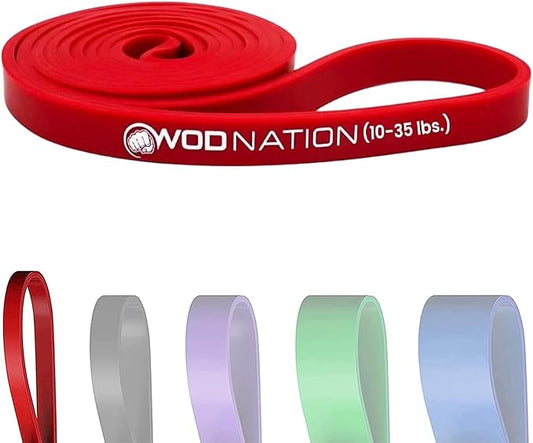 WOD Nation Pull Up Assistance Bands (10-175lbs Band) - Best for Pullup Assist, Chin Ups, Resistance Bands Exercise, Stretch, Mobility Work & Serious Fitness - 41 inch Straps-FlexoryFit
