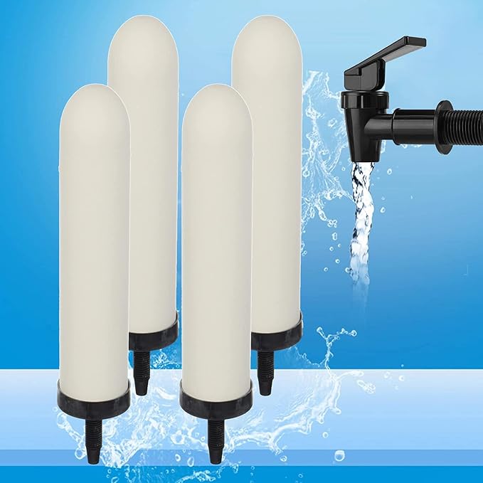 HUINING 2PCS 10-inch Replacement Ceramic Filter Candle with Activated Carbon for Countertop Gravity Water Filter System,Household Water Bucket, Water Cooler Filtration Systems Water Pitcher