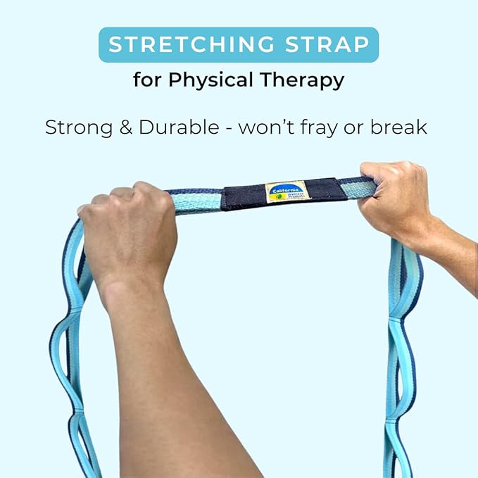 California Yoga Strap | Yoga Belt with Loops | 12 Multi Loop & Non-Elastic | Stretching Strap | Gym Workout & Exercise Bands | Physical Therapy | Improves Sitting Posture for Women & Men-FlexoryFit