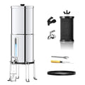 1G Gravity-fed Water Filter System - NSF/ANSI 42&372 Certified 18/8 Stainless Steel Countertop Water Filtration System - Water Level Window, Reduce 99.9% of Chlorine, for Camping, RVs