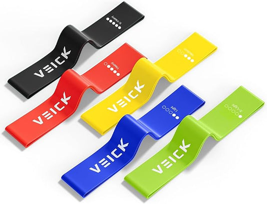 VEICK Resistance Loop Exercise Bands, Elastic Workout Bands for Men Women, Set of 5 Different Resistance Levels Stretch Band for Home Fitness Stretching Strength Training Physical Therap-FlexoryFit