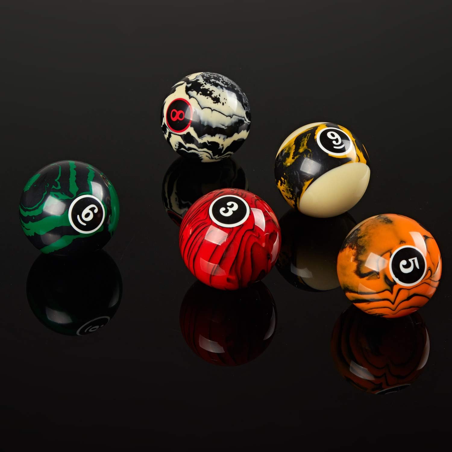 Collapsar Deluxe 2-1/4" Billiard Pool Balls Marble-Swirl Style Billiards Ball Complete 16 Ball Set (Several Style Available)