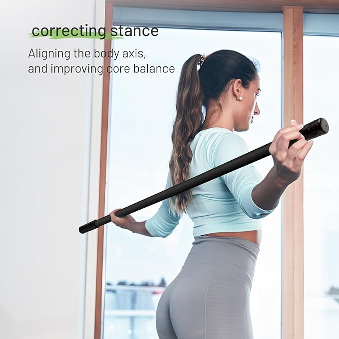 Slim Panda Yoga Stick, 5ft Natural Bamboo Stick with Rubber Ends, Exercise Stretching Stick for Yoga, Stretching, Balance and Correcting Posture, Rehabilitation Physical Therapy Aids-FlexoryFit