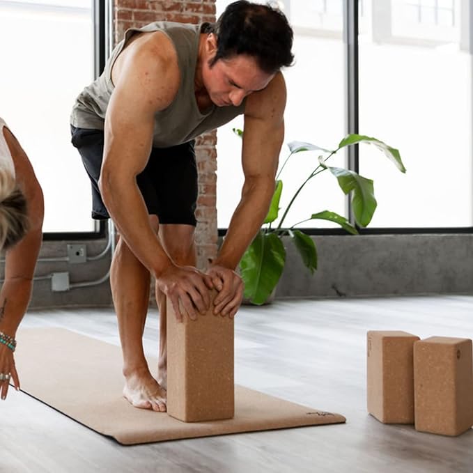 Premium Cork Yoga Blocks - Extra Large Yoga Block 2-Pack or Extra Tall 1-Pack for Inflexible Yogis | Natural, High-Density Cork for Superior Support & Stability | Optional Yoga Strap & Gift Box-FlexoryFit
