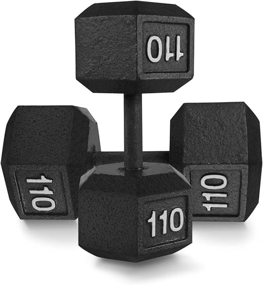 WF Athletic Supply Cast Iron Solid Hexagon Gray/Black Dumbbells, Strength Training Free Weights Set of 2 for Women and Men, Hand Weights Sold by Pairs, Multi-Select Size Options Available-FlexoryFit