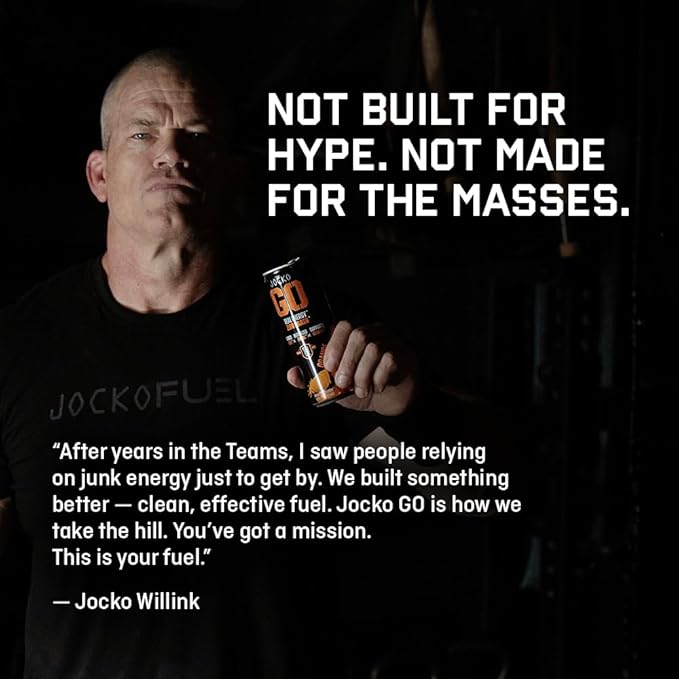 Jocko GO Energy Drink - Keto, Vitamin B12, Vitamin B6, Electrolytes, L Theanine, Magnesium- Energy Boost, Sugar Free Nootropic Monk Fruit Blend - 12 Pack (Nitro Pop)-FlexoryFit