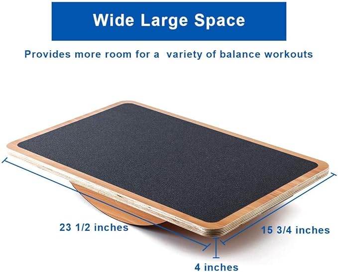 StrongTek Professional Wooden Balance Board, Rocker Board, Wood Standing Desk Accessory, Balancing Board for Under Desk, Anti Slip Roller, Core Strength, Stability, Office Wobble Boards-FlexoryFit