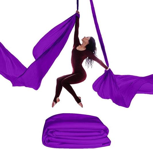 15/25 Yards Aerial Silk Professional Indoor Aerial Yoga Hammock Fabric Outdoor Fitness Silk for Dance, Circus Training, Home Gym-FlexoryFit