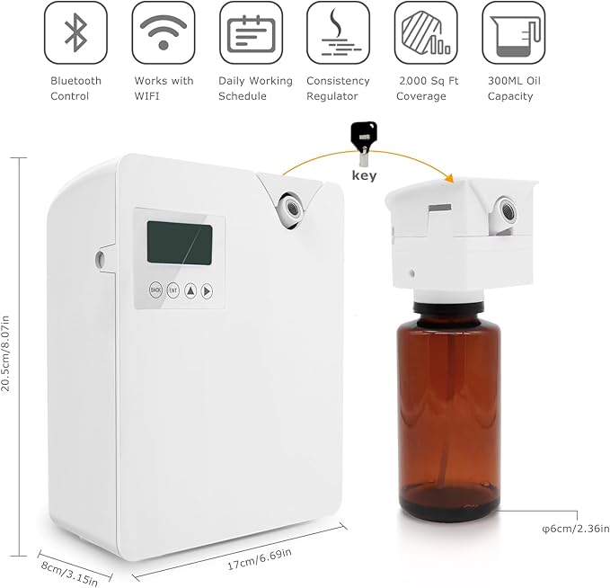 Smart Scent Air Machine for Home - Waterless Essential Oil Diffuser with Cold Air Diffusion Technology, HVAC Scent Diffuser 300ml for Large Room, Professional Atomizing Cover Up to 2,000 Sq.Ft.