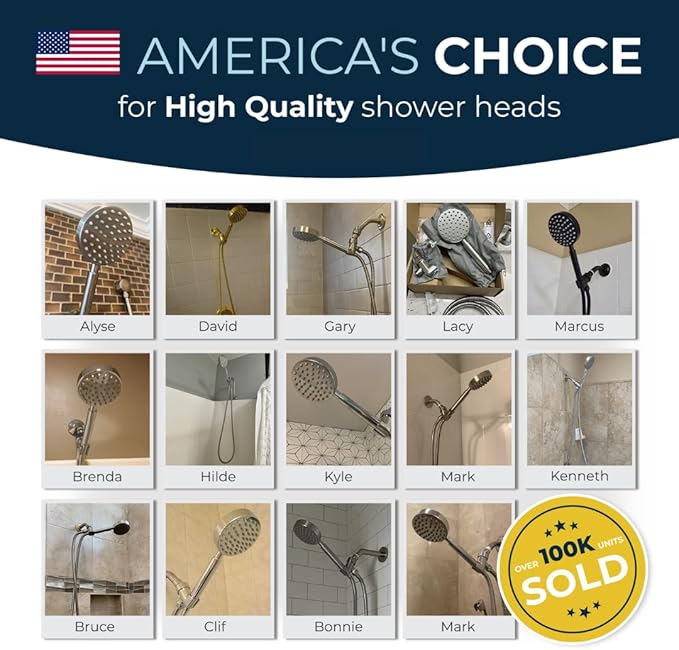 HammerHead Showers® Solid Metal Handheld Shower Head with Hose and Brass Holder - CHROME - 2.5 GPM High Pressure Shower Heads with Adjustable Shower Wand Bracket - 6ft Flexible Extension