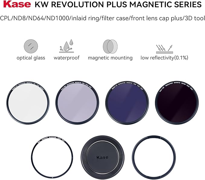 Kase 77mm KW Revolution Plus Master Kit, Includes CPL, ND8/64/1000, Inlaid Ring - Image 2