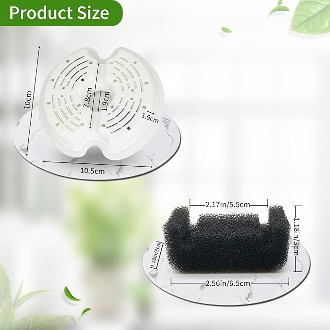 8 Pack - Cat - Water - Fountain - Filters with 8 Sponges, Replacement Filters for 67oz/2L Pet Drinking Fountain Dog Water Dispenser