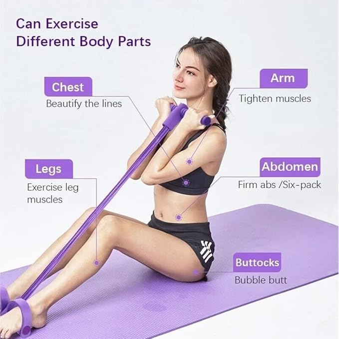 21 Fitness Resistance Bands - 4 Tube Pedal Ankle Puller, Yoga Handle Bands Exerciser Multifunction Trainer Tension Rope for Body, Abdomen, Waist, Arm, Tummy Exercise Stretching Training ( Color : Gray-FlexoryFit