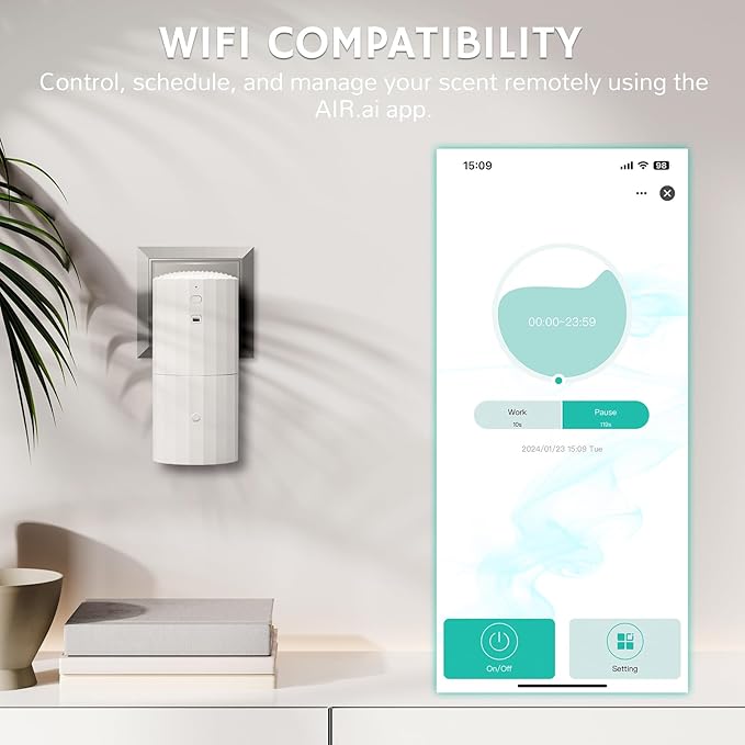 Airthereal Plug-in Waterless Fragrance Diffuser, 130ml Nebulizing Aromatherapy Air Diffuser, Scent Air Machine with Smart App Control, Auto Shut-Off, Safe for Children and Pets, White