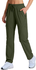 Women's Hiking Pants Quick Dry Lightweight Cargo Pants UPF 50 Water Resistant Zipper Pockets for Golf Travel Work Camping