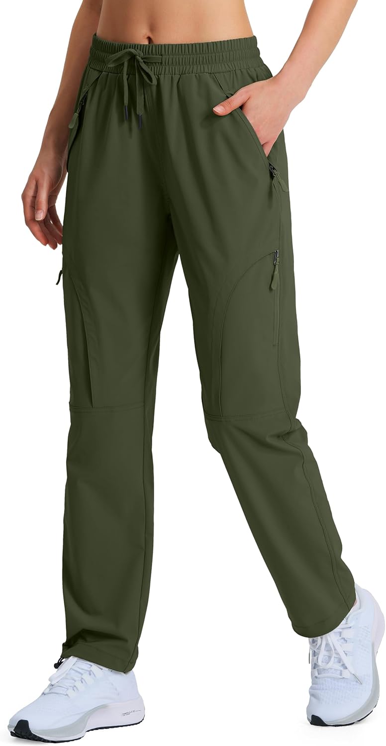 Women's Hiking Pants Quick Dry Lightweight Cargo Pants UPF 50 Water Resistant Zipper Pockets for Golf Travel Work Camping