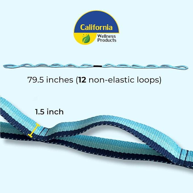 California Yoga Strap | Yoga Belt with Loops | 12 Multi Loop & Non-Elastic | Stretching Strap | Gym Workout & Exercise Bands | Physical Therapy | Improves Sitting Posture for Women & Men-FlexoryFit