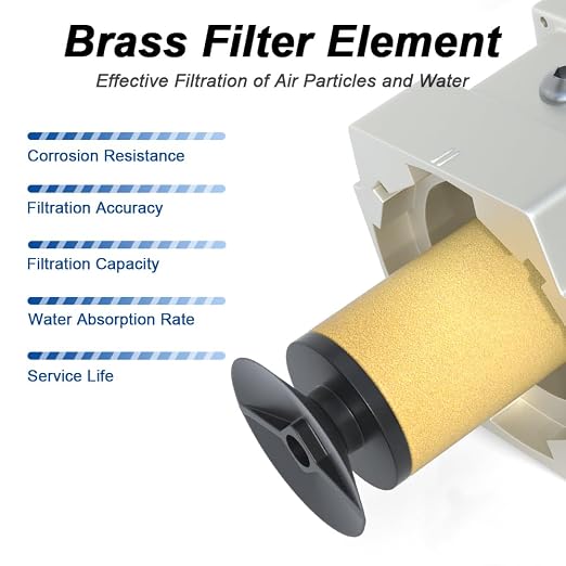 1/2" NPT Compressed Air Filter Regulator Lubricator Combo, Air Compressor Water - Image 5