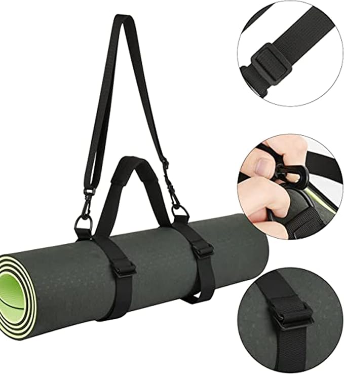 WISDING Yoga Mat Strap, Portable Yoga Mat Sling, Picnic Blanket Strap with Adjustable Shoulder Strap & Handle for Festivals Picnics Camping Motorcycle Bedroll Pilates-FlexoryFit